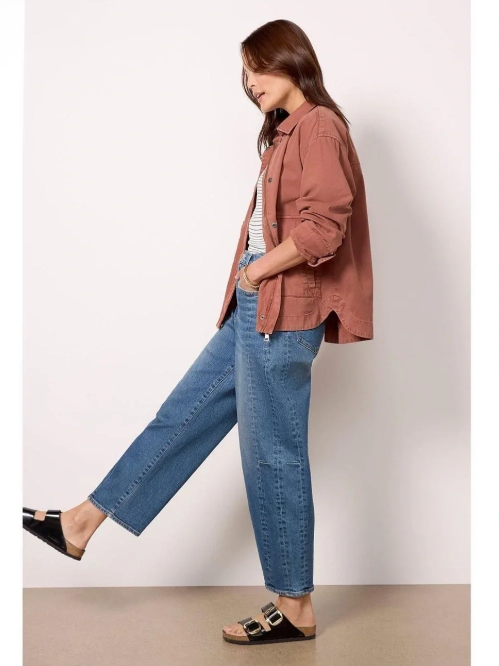 NWT Pistola Jessa oversized Utility jacket in Spice brown full zip Size medium